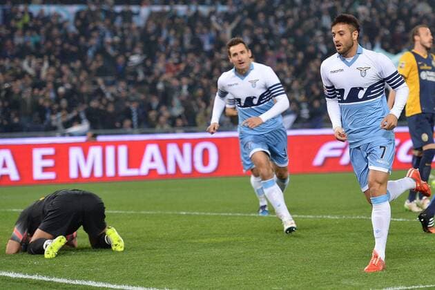 22 03 2015 - Serie A Lazio Rom vs Hellas Verona foto AntonelloxSammarco Image SportPictured: Felipe Anderson and Miroslav klose 