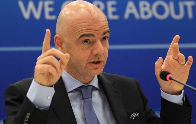 SOCCER - UEFA press conference PK Pressekonferenz VIENNA,AUSTRIA,23.MAR.15 - SOCCER - UEFA press conference. Image shows General Secretary Gianni Infantino (UEFA).