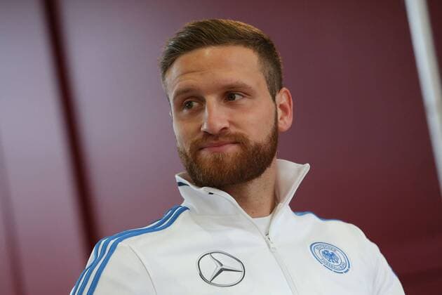 23.03.2015, xjfx, Fussball International, DFB Pressekonferenz vor dem Spiel gegen Australien, v.l. Skodran Mustafi (Deutsche Fussball Nationalmannschaft DFB),FREISTELLER