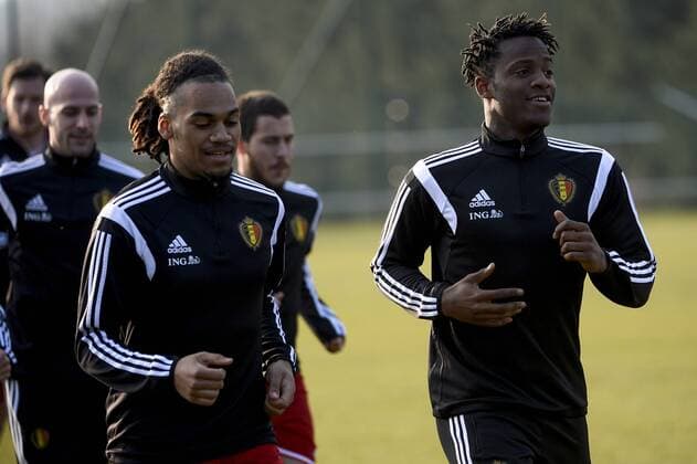 - BRUSSELS, BELGIUM: Belgium s Jason Denayer and Belgium s Michy Batshuayi pictured during a training session of Belgian national soccer team Red Devils, Monday 23 March 2015, in Neerpede, Brussels. Belgium will play its fourth and fifth games of the Euro 2016 qualification against Cyprus on 28 March in Belgium and against Israel on 31 March in Israel. DIRKxWAEM  x04592446x