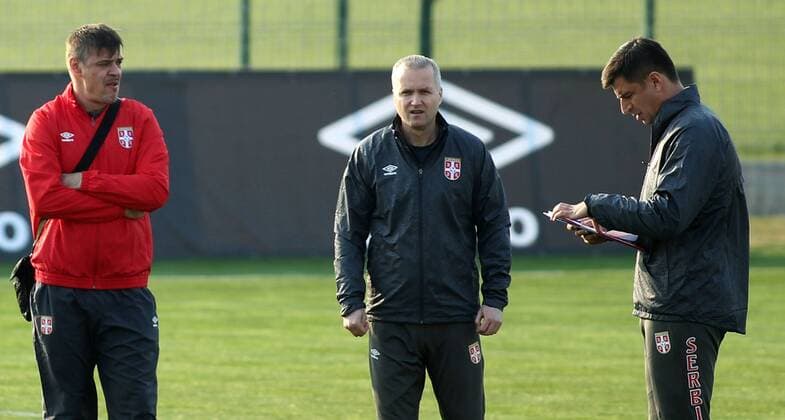 23.03.2015 Stara Pazova(Serbia) Serbia A national team Nationalteam training men s football Savo Milosevic(L)Serbia FA vice president with Radovan Curcic(r) head coach : 