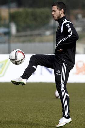 - BRUSSELS, BELGIUM: Belgium s Eden Hazard pictured in action during a training session of Belgian national soccer team Red Devils, Tuesday 24 March 2015, in Neerpede, Brussels. Belgium will play it s fourth and fifth game of the Euro 2016 qualification against Cyprus on 28 March in Belgium and against Israel on 31 March in Israel. DIRKxWAEM  x04592717x