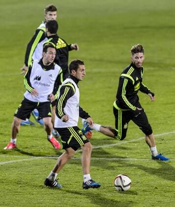 Spanish national team Nationalteam training session. In this picture, Koke and Sergio Ramos. xDIEGOxGxSOUTOx 