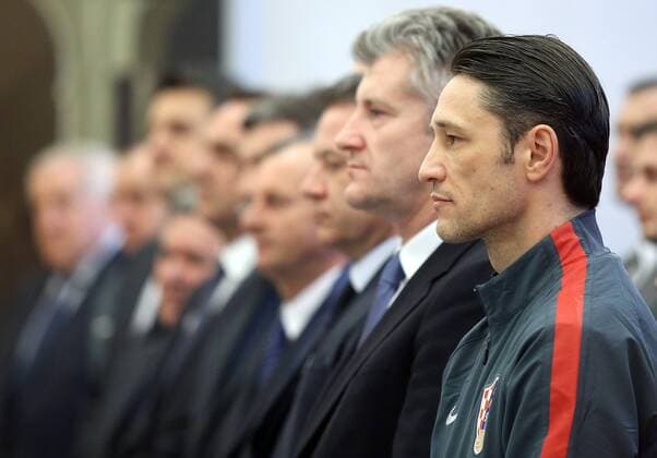 President with football team - Zagreb, Croatia 25.03.2015., Zagreb, Croatia - Croatian national football team and leaders of HNS (Croatian Football Federation ) at a reception at the President Office.  IgorxKralj PIXSELL