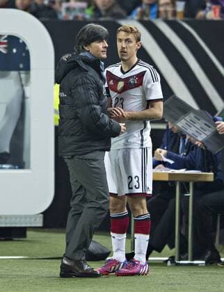 Kaiserslautern, 25.03.2015, Betzenberg Trainer Joachim Löw (Deutschland), Max Kruse (Deutschland) Deutschland - Australien mm