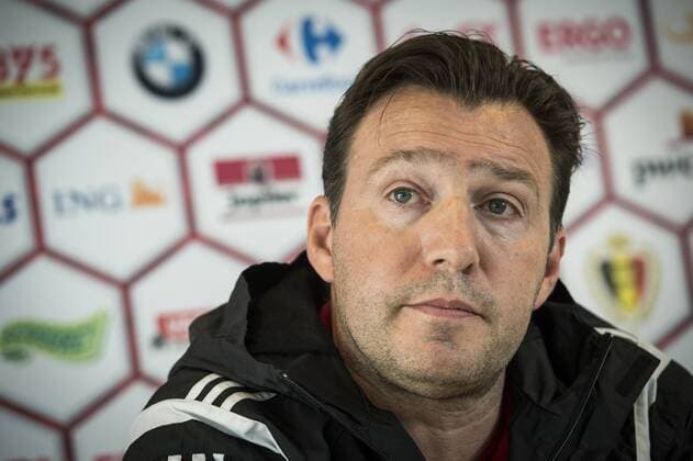 - BRUSSELS, BELGIUM: Belgium s head coach Marc Wilmots pictured during a press conference PK Pressekonferenz after a training session of Belgian national soccer team Red Devils, Thursday 26 March 2015, in Neerpede, Brussels. JASPERxJACOBS  x04593861x
