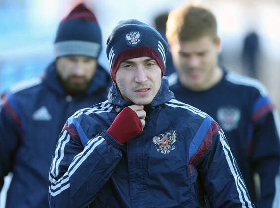 PODGORICA, MONTENEGRO. MARCH 26, 2015. Russia s Alexei Ionov in a training session ahead of a UEFA EURO EM Europameisterschaft Fussball 2016 quaifying round game against Montenegro. Stanislav Krasilnikov TASS  RE15F37A