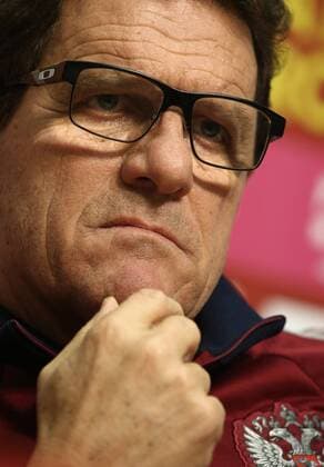 PODGORICA, MONTENEGRO. MARCH 26, 2015. Russian national football team head coach Fabio Capello seen during a press conference PK Pressekonferenz ahead of a UEFA EURO EM Europameisterschaft Fussball 2016 qualifying match against Montenegro. Stanislav Krasilnikov TASS  RE15F95B