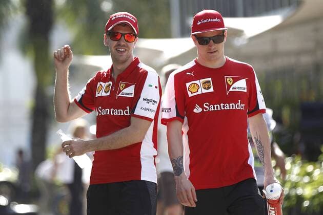 Motorsports: FIA Formula One World Championship WM Weltmeisterschaft 2015, Grand Prix of Malaysia, 5 Sebastian Vettel (GER, Scuderia Ferrari), 7 Kimi Raikkonen (FIN, Scuderia Ferrari), xHOCHxZWEIx