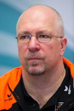 27.03.2015, Max Schmeling Halle, Berlin Volleyball, 2015 CEV Volleyball Champions League, Final Four, Pressekonferenz Mark Lebedew (Trainer Coach Berlin)