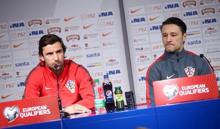 Croatian national football team press conference PK Pressekonferenz 27.03.2015., Croatia, Zagreb, Maksimir - Press Conference of Croatian national football team before the qualifying matche with Norway for Euro 2016. Darijo Srna, Niko Kovac.  IgorxKralj PIXSELL