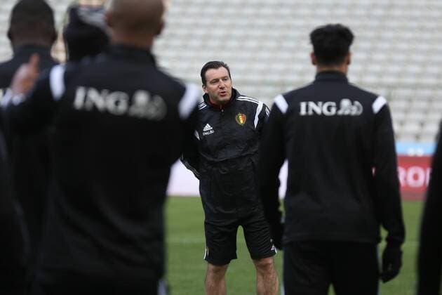 - BRUSSELS, BELGIUM: Belgium s head coach Marc Wilmots pictured during a training session of Belgian national soccer team Red Devils, Friday 27 March 2015, in Brussels. Belgium will play it s fourth and fifth game of the Euro 2016 qualification against Cyprus in Belgium and against Israel on 31 March in Israel. BRUNOxFAHY  x04594465x
