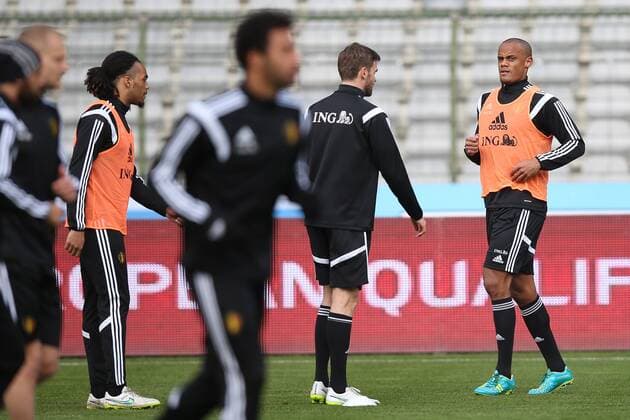 - BRUSSELS, BELGIUM: Belgium s Vincent Kompany (R) pictured during a training session of Belgian national soccer team Red Devils, Friday 27 March 2015, in Brussels. Belgium will play it s fourth and fifth game of the Euro 2016 qualification against Cyprus in Belgium and against Israel on 31 March in Israel. BRUNOxFAHY  x04594490x