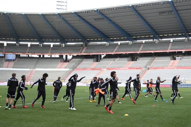 - BRUSSELS, BELGIUM: Belgium s players pictured during a training session of Belgian national soccer team Red Devils, Friday 27 March 2015, in Brussels. Belgium will play it s fourth and fifth game of the Euro 2016 qualification against Cyprus in Belgium and against Israel on 31 March in Israel. BRUNOxFAHY  x04594501x