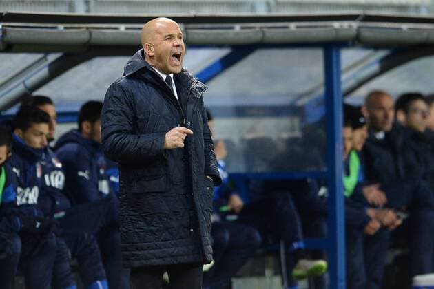 Fußball U21 U 21 Länderspiel: Deutschland - Italien am 27.03.2015 in der Benteler Arena in Paderborn Luigi Di Biagio ( Trainer Italien )