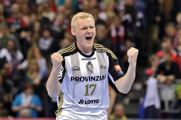 Flensburg, 15. März 2015 Handball, Saison 2014 2015, EHF Champions League, Achtelfinale, SG Flensburg-Handewitt - THW Kiel: Torjubel Patrick Wiencek (THW Kiel, 17)