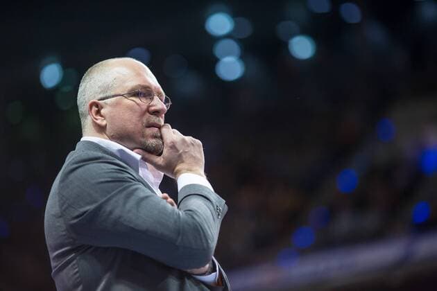Berlin, Deutschland, 28.03.2015: Volleyball CEV Champions League Final 4 2015 - Halbfinale 1 BR Volleys - Zenit Kazan. Trainer Mark Lebedew (BR Volleys)