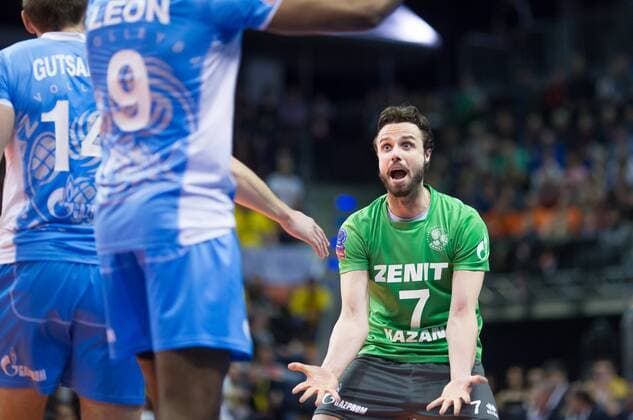 Berlin, Deutschland, 28.03.2015: Volleyball CEV Champions League Final 4 2015 - Halbfinale 1 BR Volleys - Zenit Kazan. Teodor Salparov (Kazan 7)