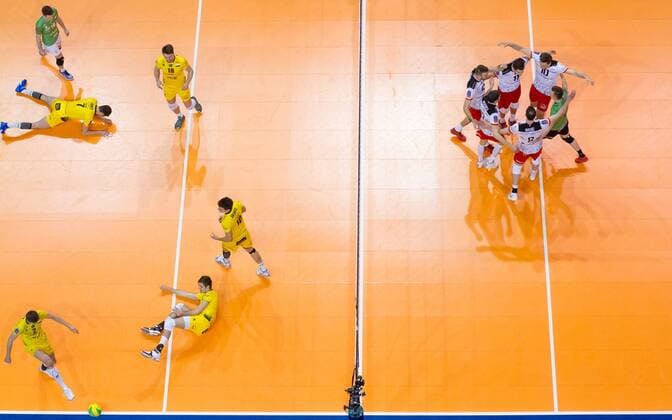 Berlin, Deutschland, 28.03.2015: Volleyball CEV Champions League Final 4 2015 - Halbfinale 2 PGE Skra Belchatow - Asseco Resovia Rzeszow. Feature Spielszene