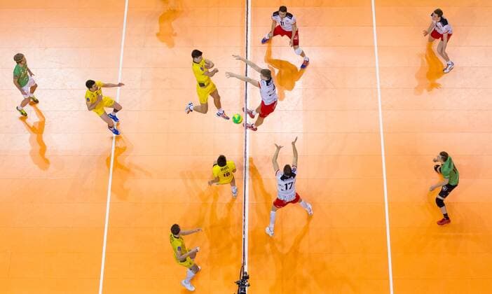 Berlin, Deutschland, 28.03.2015: Volleyball CEV Champions League Final 4 2015 - Halbfinale 2 PGE Skra Belchatow - Asseco Resovia Rzeszow. Feature Spielszene