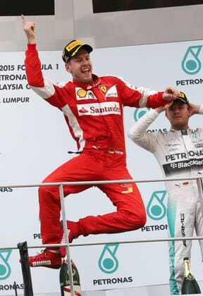 Sebastian Vettel, Scuderia Ferrar Sieger, formula 1 GP, Malaysia in Kuala Lumpur Sepang 29.03.2015 Photo:mspb Thomas Melzer Sebastian Vettel Sieger, formula 1 GP, Malaysia