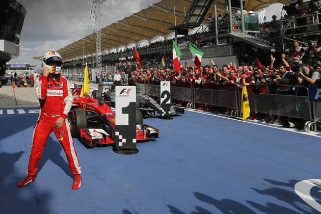 FORMULA 1 PETRONAS MALAYSIA GRAND PRIX , 26. - 29.03.2015 Sebastian Vettel (GER 5), Scuderia Ferrari freut sich über seinen ersten Sieg mit Ferrari - Hasan Bratic