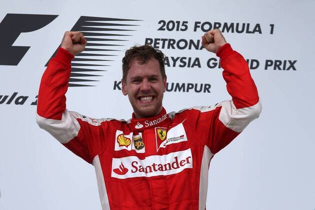 29.03.2015- Race, 1st position Sebastian Vettel (GER) Scuderia Ferrari SF15-T Malaysian Grand Prix, Sepang 26 - 29 March 2015 