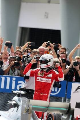 29.03.2015- Race, Sebastian Vettel (GER) Scuderia Ferrari SF15-T race winner Malaysian Grand Prix, Sepang 26 - 29 March 2015 
