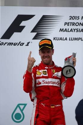 29.03.2015- Race, Sebastian Vettel (GER) Scuderia Ferrari SF15-T race winner Malaysian Grand Prix, Sepang 26 - 29 March 2015 