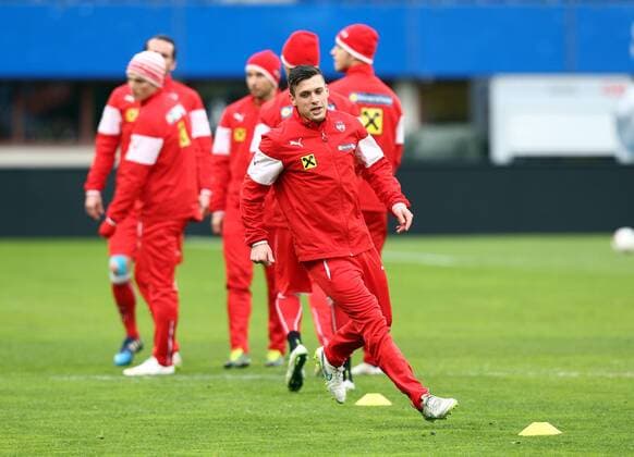 SOCCER - AUT vs BIH, friendly match VIENNA,AUSTRIA,30.MAR.15 - SOCCER - OEFB international match Länderspiel Austria vs Bosnia-Herzegovina, friendly match, preview, final training team AUT. Image shows Zlatko Junuzovic (AUT). GEPAxpictures xChristianxOrt 