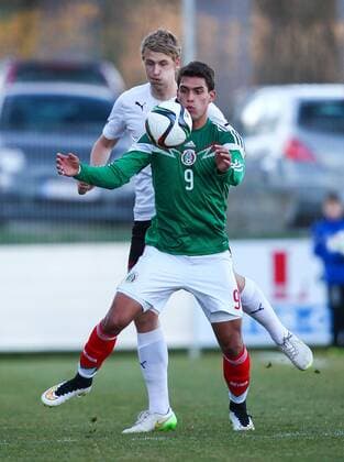 SOCCER - U20, AUT vs MEX, friendly match ROHRBACH AN DER LAFNITZ,AUSTRIA,30.MAR.15 - SOCCER - OEFB Under-20 international match Länderspiel Austria vs Mexico, friendly match. Image shows Lukas Gugganig (AUT) and Daniel Rios (MEX). GEPAxpictures xCh.xKelemen 