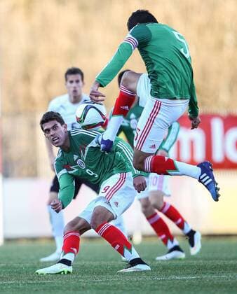 SOCCER - U20, AUT vs MEX, friendly match ROHRBACH AN DER LAFNITZ,AUSTRIA,30.MAR.15 - SOCCER - OEFB Under-20 international match Länderspiel Austria vs Mexico, friendly match. Image shows Daniel Rios and Sergio Flores (MEX). GEPAxpictures xCh.xKelemen 