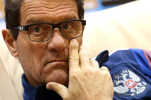 MOSCOW REGION, RUSSIA. MARCH 30, 2015. The head coach of the Russian national football team, Fabio Capello gives a press conference PK Pressekonferenz ahead of an International Friendly LÃ¤nderspiel between the national teams of Russia and Kazakhstan. Artyom Korotayev TASS  RE15FEB2