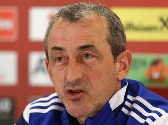 SOCCER - AUT vs BIH, friendly match VIENNA,AUSTRIA,30.MAR.15 - SOCCER - OEFB international match Länderspiel Austria vs Bosnia-Herzegovina, friendly match, preview, press conference PK Pressekonferenz team BIH. Image shows head coach Mehmed Bazdarevic (BIH). GEPAxpictures xChristianxOrt 