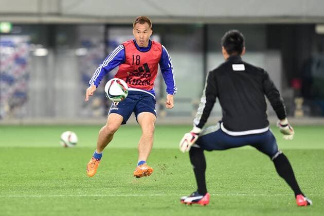 Shinji Okazaki (JPN), MARCH 30, 2015 - Football Soccer : Japan training session at Tokyo Stadium in Tokyo, Japan. Noxthirdxpartyxsales  (dlra004169)