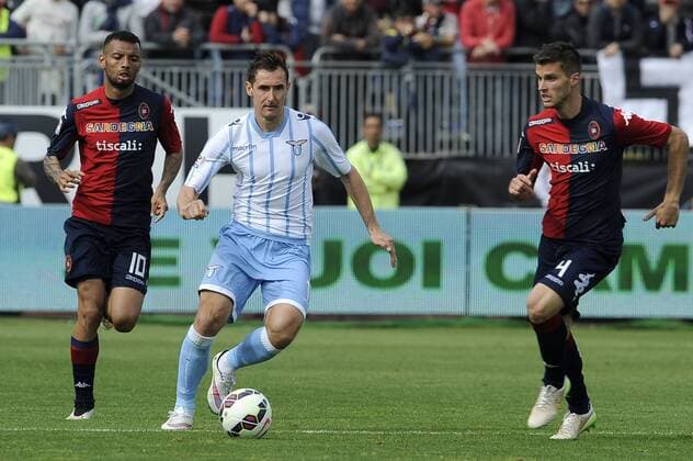 Miroslav Klose Lazio, Lorenzo Crisetig Cagliari - Cagliari, 04-04-2015 - Serie A 2014 2015 - Cagliari Calcio - Lazio Roma 1-3 -