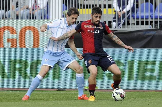 Lucas Biglia Lazio, Marco Sau Cagliari - Cagliari, 04-04-2015 - Serie A 2014 2015 - Cagliari Calcio - Lazio Roma 1-3 -