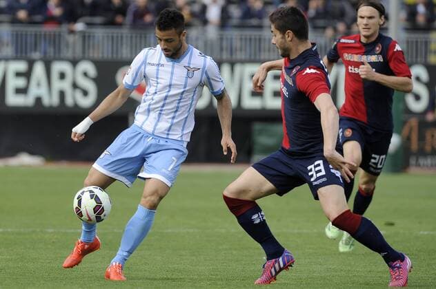 Felipe Anderson Lazio, Marco Capuano Cagliari - Cagliari, 04-04-2015 - Serie A 2014 2015 - Cagliari Calcio - Lazio Roma 1-3 -