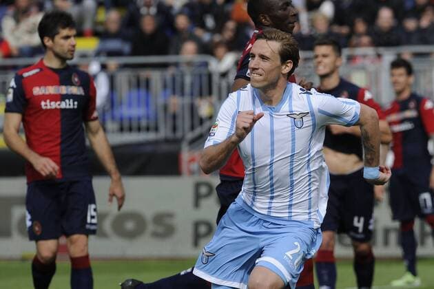 Lucas Biglia Lazio Goal celebration - Cagliari, 04-04-2015 - Serie A 2014 2015 - Cagliari Calcio - Lazio Roma 1-3 -