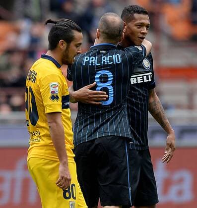 IPP20150404 Football - soccer: Serie A, Inter Mailand - FC Parma, Rodrigo Palacio, Fredy Guarin xHOCHxZWEIx xItalyxPhotoxPressx 