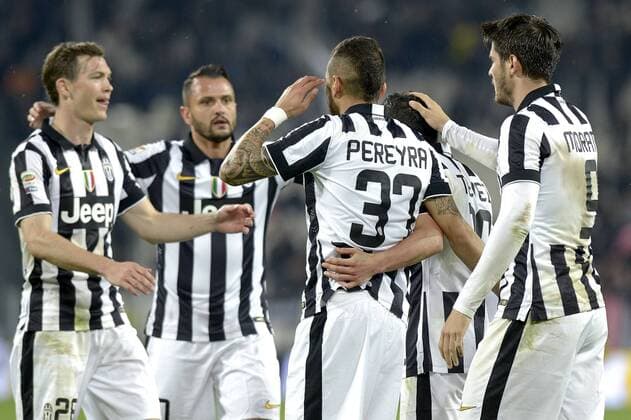Roberto Pereyra Juventus goal celebration, Torino 04-04-2015, Juventus Stadium, Football Calcio 2014 2015 Serie A, Juventus Turin vs FC Empoli filippoxalfero
