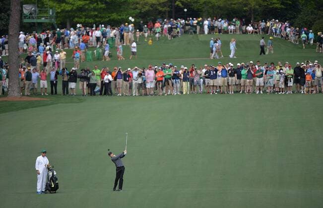 Rory McIlroy hits on the 7th fairway during the 2015 Masters Tournament at Augusta, National in Augusta, Georgia on April 6, 2015. The Masters will start on Thursday, April 9.  AUG20150406316 KEVINxDIETSCH