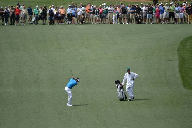 Bubba Watson hits on the 7th fairway during a practice round prior to the 2015 Masters Tournament at Augusta, National in Augusta, Georgia on April 6, 2015.  AUG20150406334 KEVINxDIETSCH
