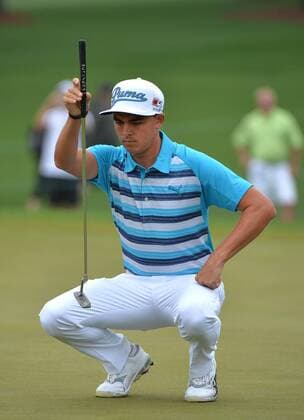 Ricky Fowler lines up a putt on the 2nd green during a practice round the 2015 Masters Tournament at Augusta, National in Augusta, Georgia on April 7, 2015.  AUG20150407310 KEVINxDIETSCH
