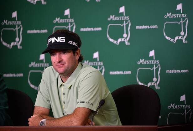 Bubba Watson speaks to the media prior to the 2015 Masters Tournament at Augusta, National in Augusta, Georgia on April 7, 2015.  AUG20150407315 KEVINxDIETSCH