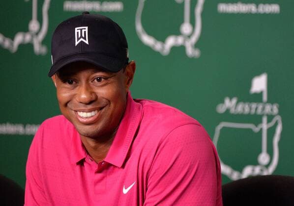 Tiger Woods speaks to the media during a press conference PK Pressekonferenz prior to the 2015 Masters Tournament at Augusta, National in Augusta, Georgia on April 7, 2015.  AUG20150407322 KEVINxDIETSCH
