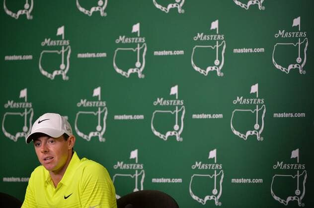 Rory McIlroy speaks to the media during a press conference PK Pressekonferenz prior to the 2015 Masters Tournament at Augusta, National in Augusta, Georgia on April 7, 2015.  AUG201504073263 KEVINxDIETSCH