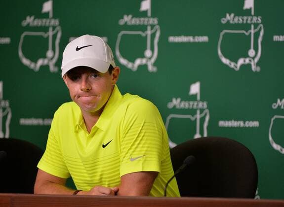 Rory McIlroy speaks to the media during a press conference PK Pressekonferenz prior to the 2015 Masters Tournament at Augusta, National in Augusta, Georgia on April 7, 2015.  AUG201504073264 KEVINxDIETSCH