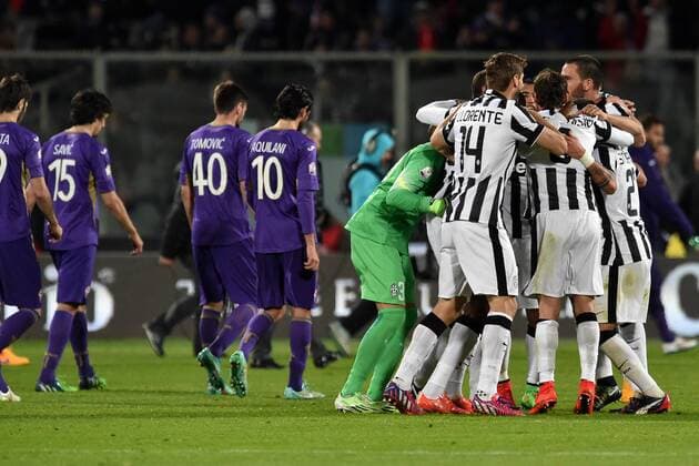 07.03.2015. Florence, Italy. Coppa Itallia Football. Fiorentina versus Juventus. Juventus players celebrate at the end of the match which they won 0-3 xGiuseppexMaffiax  ActionPlus11611621