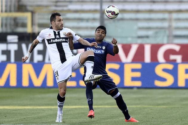 Parma, 08.04.2015 - Serie A 2014 2015 - FC Parma vs Udinese Calcio - Francesco Lodi-Rodrigo Aguirre 